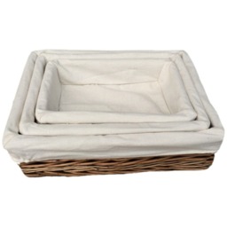 Lined Antique Wash Straight Sided Wicker Tray - Brown / 30cm - thumbnail 5