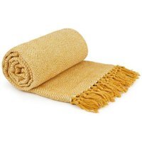 Herringbone Cotton Throw - Ochre