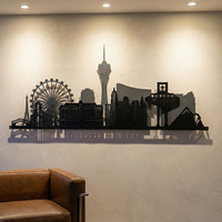 Las Vegas Skyline Metal Wall Art 2D - Grey/Black - image 1