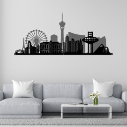 Las Vegas Skyline Metal Wall Art 2D - Grey/Black - thumbnail 2