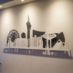 Las Vegas Skyline Metal Wall Art 2D - Grey/Black - thumbnail 4