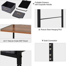 HOMCOM Chest Of Drawers Wth Coat Rack Frame - Black - thumbnail 5