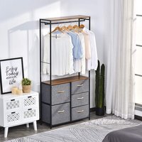HOMCOM Chest Of Drawers Wth Coat Rack Frame - Black - thumbnail 1
