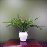 40cm Artificial Bushy Fern in Decorative Ceramic Vase - Green