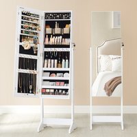 SONGMICS Lockable Jewellery Cabinet with Full-Length Mirror, Cosmetic Storage - white