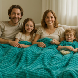 Snug Soft Chunky Ribbed Cord Plush Throw Blanket - Teal  / 305x305 - thumbnail 2