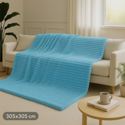 Snug Soft Chunky Ribbed Cord Plush Throw Blanket - Teal  / 305x305 - thumbnail 3