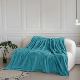 Snug Soft Chunky Ribbed Cord Plush Throw Blanket - Teal  / 305x305 - thumbnail 5