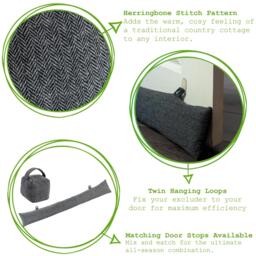 78.5cm Herringbone Draught Excluder - Grey - thumbnail 2
