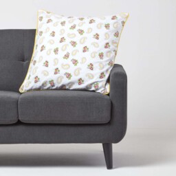 Homescapes Cotton Paisley and Dots Cushion Cover - White - thumbnail 3