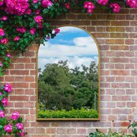 MirrorOutlet The Arcus Metal Framed Arched Garden Wall Mirror - Gold / 120cm - image 1