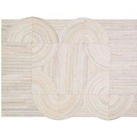 Bosie Safira Large Natural Hair On Leather Rug - White