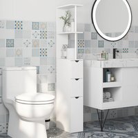 HOMCOM Tall Bathroom Cabinet Bathroom Storage Cabinet with Drawers - White - image 1