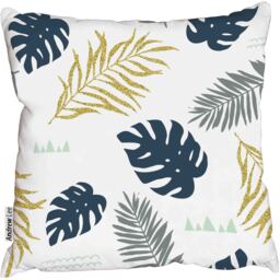 Tropical and golden leaves Outdoor Cushion - Blue / 60cm - thumbnail 2