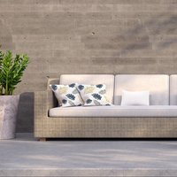 Tropical and golden leaves Outdoor Cushion - Blue / 60cm - thumbnail 1