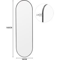 Livingandhome Oval Metal Full Length Wall Mirror 160cm - Black