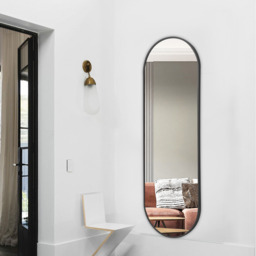 Livingandhome Oval Metal Full Length Wall Mirror 160cm - Black - thumbnail 4