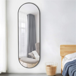 Livingandhome Oval Metal Full Length Wall Mirror 160cm - Black - thumbnail 5
