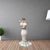 Italian Sparkly Vase Romany Mirrored Mosaic Lady Shape White - White