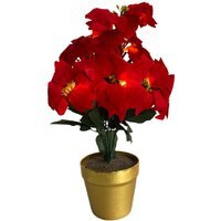 Artificial LED Red Poinsettia Plant in Gold Pot - Red - thumbnail 1