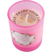 Soy Wax Candle in Frosted Glass Jar - Pink