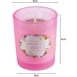 Soy Wax Candle in Frosted Glass Jar - Pink - thumbnail 5