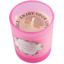 Soy Wax Candle in Frosted Glass Jar - Pink - thumbnail 4