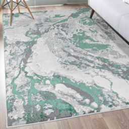 Emperor Picasso Modern Waterflow Abstract Area Rugs - Aqua / 200x290 cm Rectangle - thumbnail 4