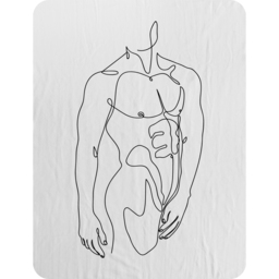 Line Art Of Male Body Blanket - White - thumbnail 2