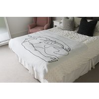 Line Art Of Male Body Blanket - White - thumbnail 1