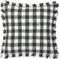 Bartoncheck Fringed Polyester Filled Cushion - Black - image 1