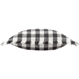 Bartoncheck Fringed Polyester Filled Cushion - Black - thumbnail 2