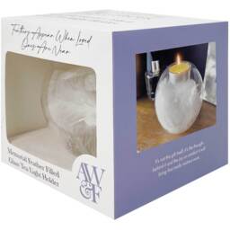 White Feather Filled Glass  Tea Light Holder - Clear - thumbnail 3