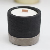 Black Pot Brandy Butter Wooden Wick Concrete Candle Reusable Decor Gift - Black
