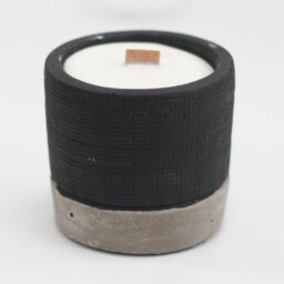 Black Pot Brandy Butter Wooden Wick Concrete Candle Reusable Decor Gift - Black - thumbnail 4