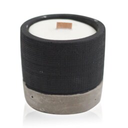 Black Pot Brandy Butter Wooden Wick Concrete Candle Reusable Decor Gift - Black - thumbnail 5