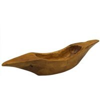 Hand Carved Greek Style Teak Root Bowl Unique Natural Art - Brown
