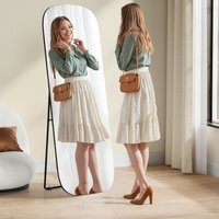 Full Length Mirror, 160 x 50 cm, Rounded Rectangle Full Body Floor  - Ink Black
