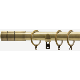 Antqiue Brass 28mm Barrel Fixed Length Metal Curtain Pole - Antique Brass / 70cm - thumbnail 5