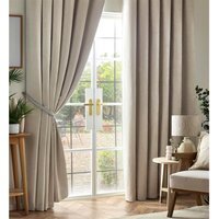 Chenille Blackout Pencil Pleat Top Curtains - Cream / 137cm / 117cm