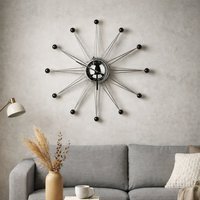 Zizzi 50cm Dia Metal and Black Balls Wall Clock - Black