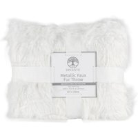 Metallic Faux Fur Throw - White