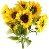 Pack Of 6 Yellow Artificial Sunflower Stems - Yellow
