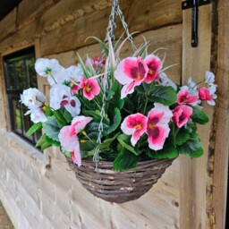 Best Artificial Pansy Hanging Basket - Red - thumbnail 2