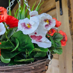 Best Artificial Pansy Hanging Basket - Red - thumbnail 4