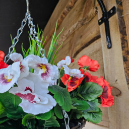 Best Artificial Pansy Hanging Basket - Red - thumbnail 5