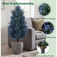 Set of 2 Artificial Lavender Topiary Trees - Green