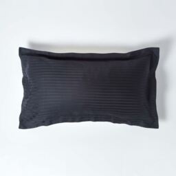 330 Thread Count Egyptian Cotton Oxford King Size Pillowcase - Black - thumbnail 4
