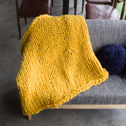 Home Wool Chunky Hand-Woven Blanket Throw - Yellow - thumbnail 2