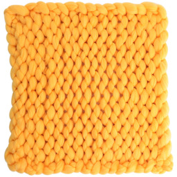 Home Wool Chunky Hand-Woven Blanket Throw - Yellow - thumbnail 5